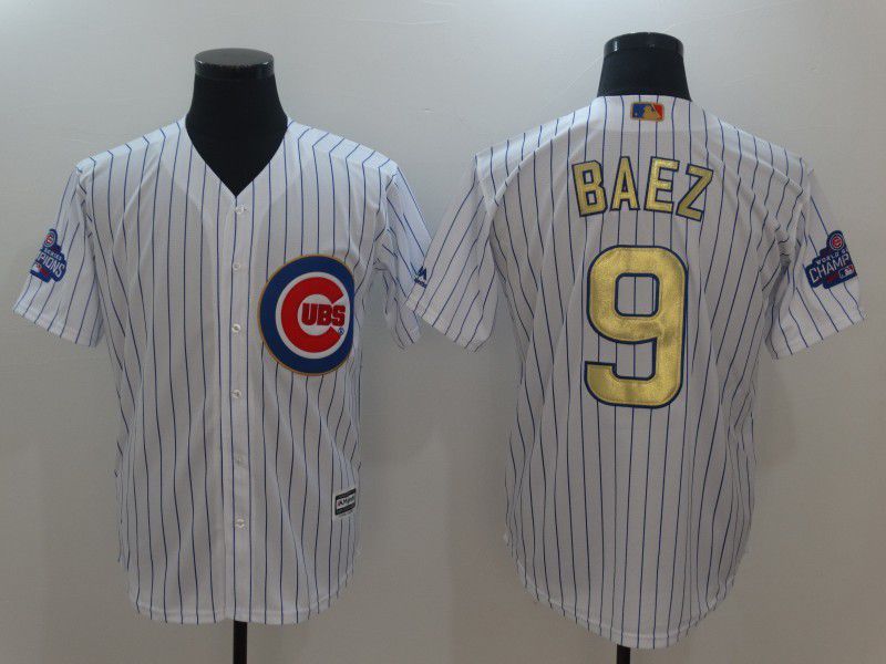 Men Chicago Cubs #9 Baez Gold word of champion Game 2021 MLB Jersey->chicago cubs->MLB Jersey